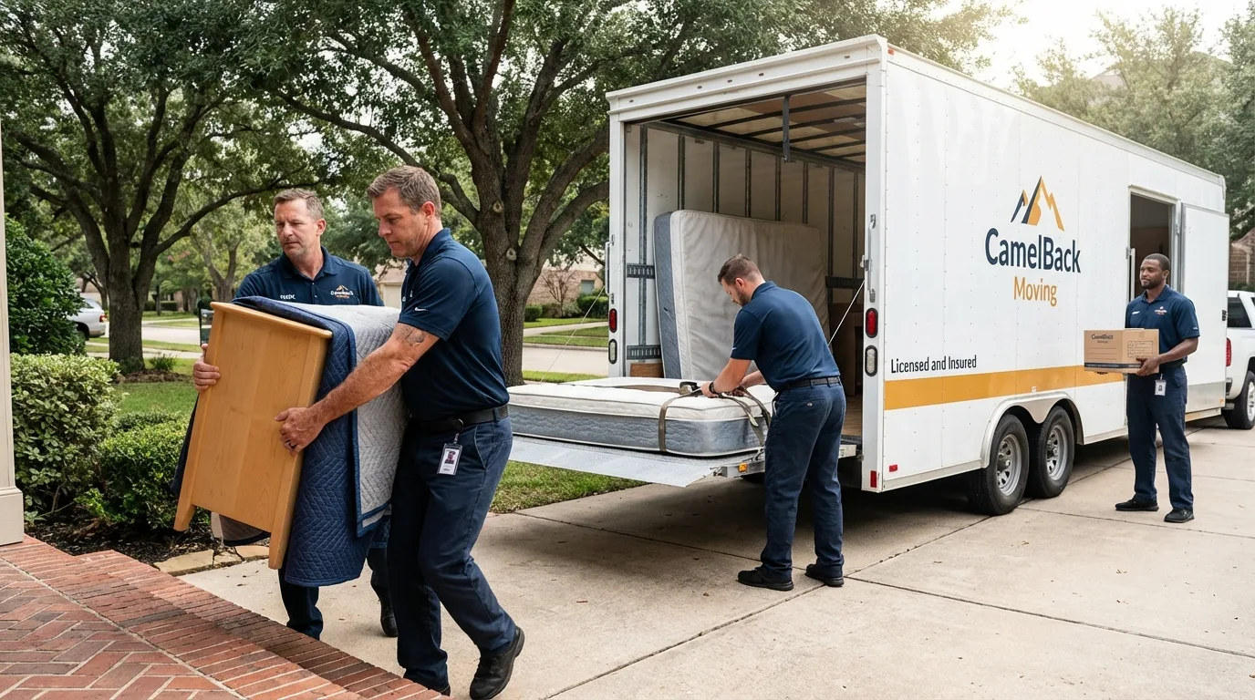 Crew loading residential truck for cross-state move from Mount Vernon, MO