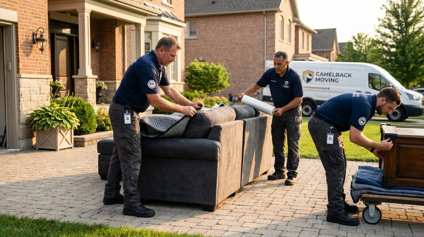 Large estate moving crew wrapping furniture in Mount Vernon, MO